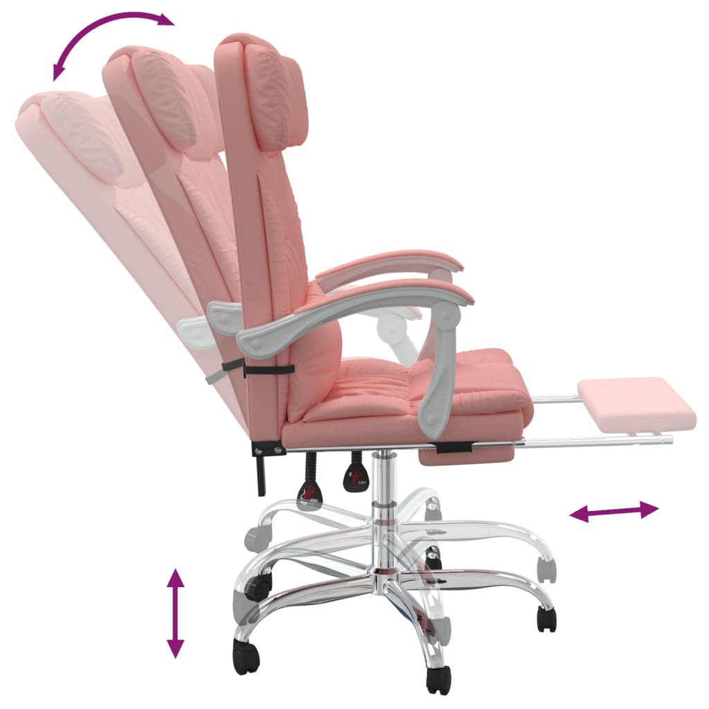 vidaXL Silla de oficina reclinable cuero sintético rosa