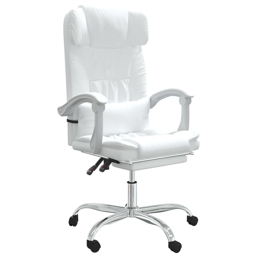 vidaXL Silla de oficina reclinable cuero sintético blanco