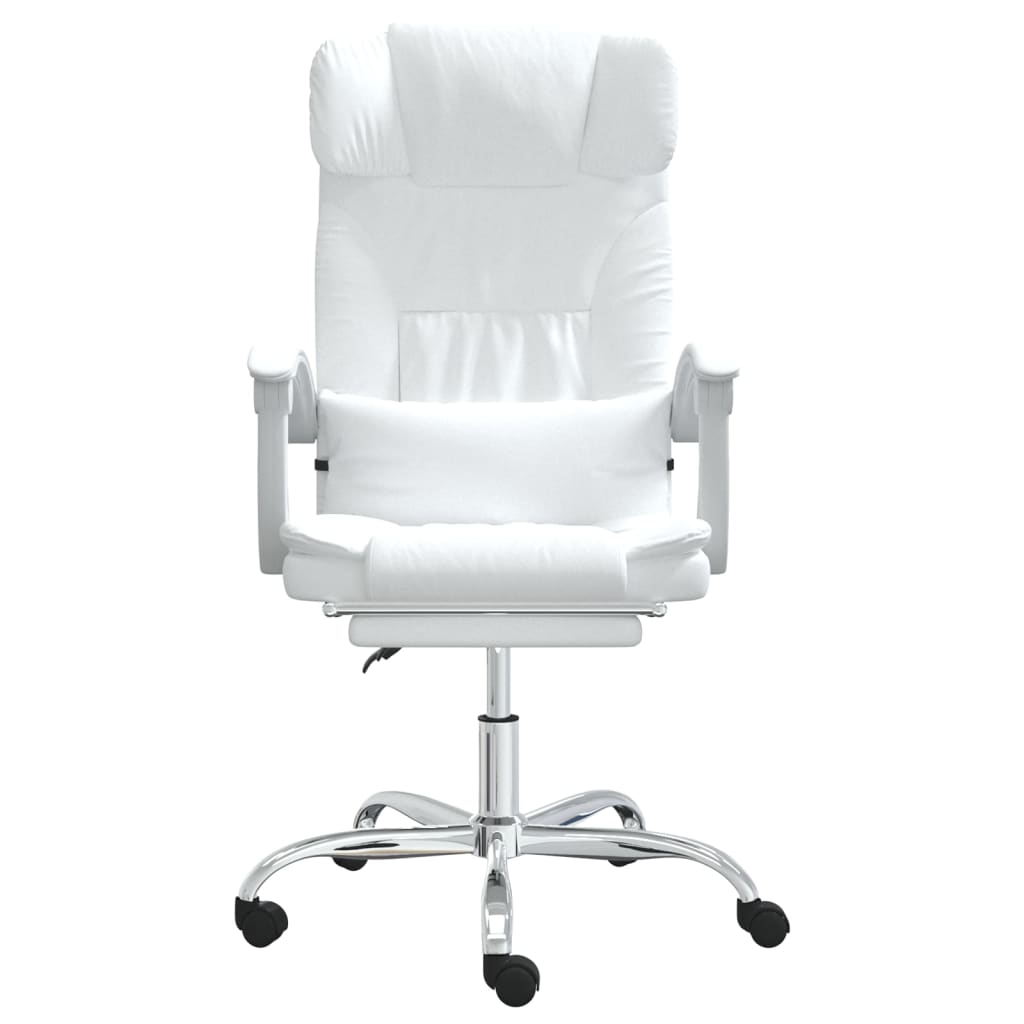 vidaXL Silla de oficina reclinable cuero sintético blanco