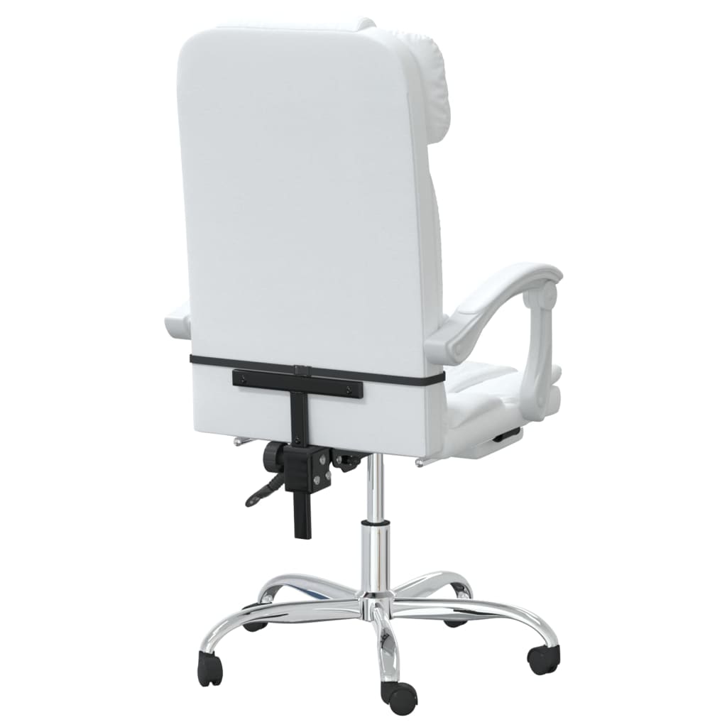 vidaXL Silla de oficina reclinable cuero sintético blanco