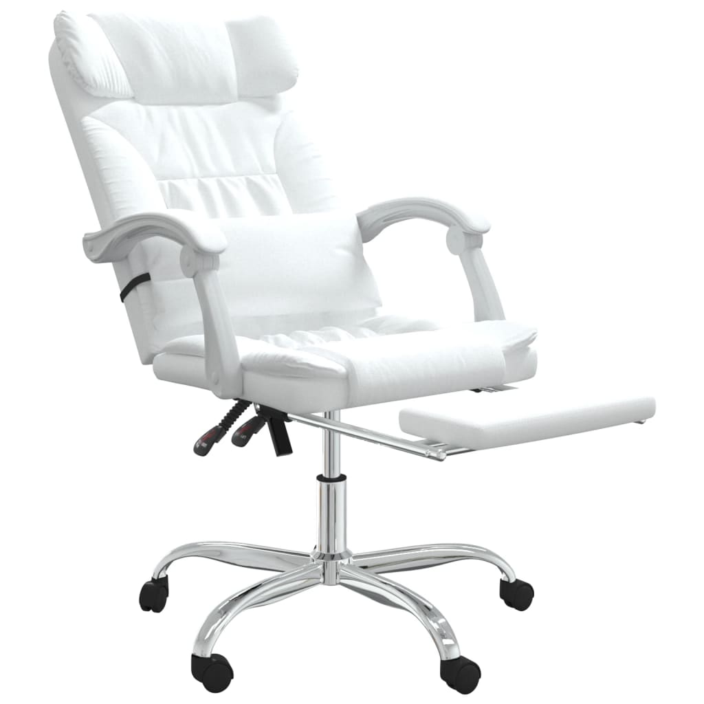 vidaXL Silla de oficina reclinable cuero sintético blanco