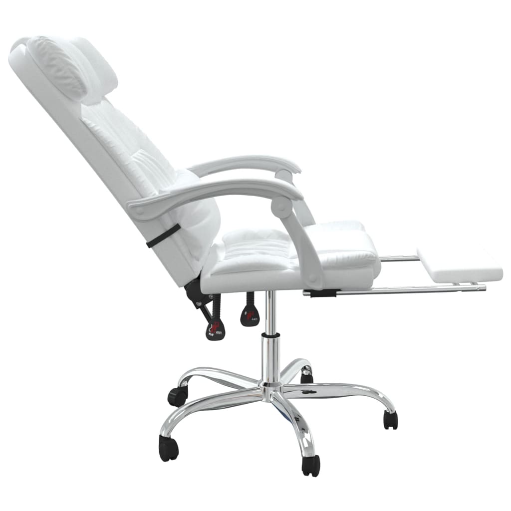 vidaXL Silla de oficina reclinable cuero sintético blanco