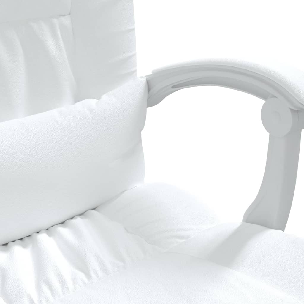 vidaXL Silla de oficina reclinable cuero sintético blanco