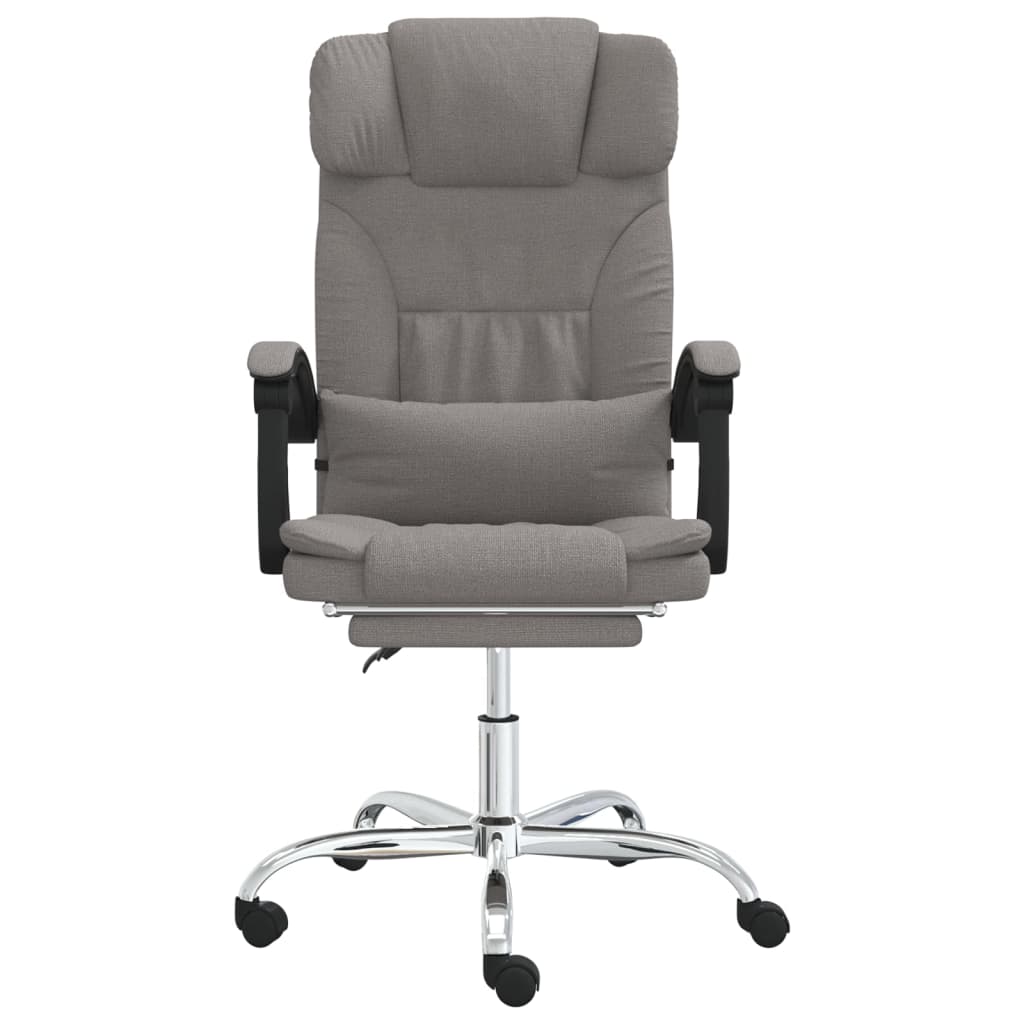 vidaXL Silla de oficina reclinable con masaje tela gris taupé