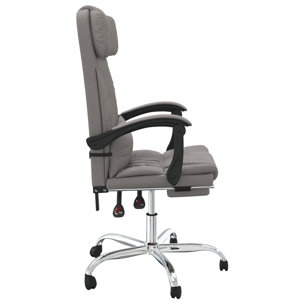 vidaXL Silla de oficina reclinable con masaje tela gris taupé