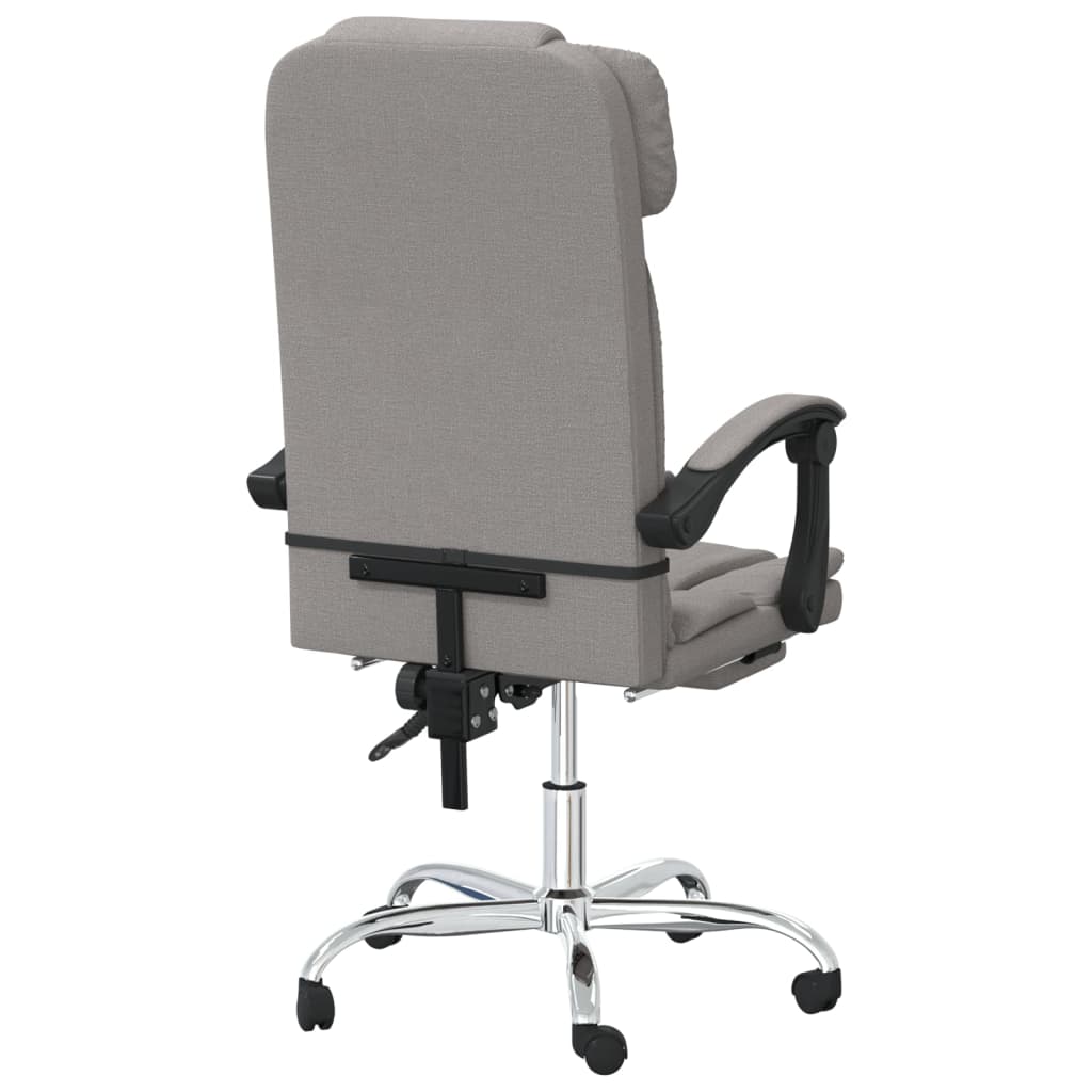 vidaXL Silla de oficina reclinable con masaje tela gris taupé