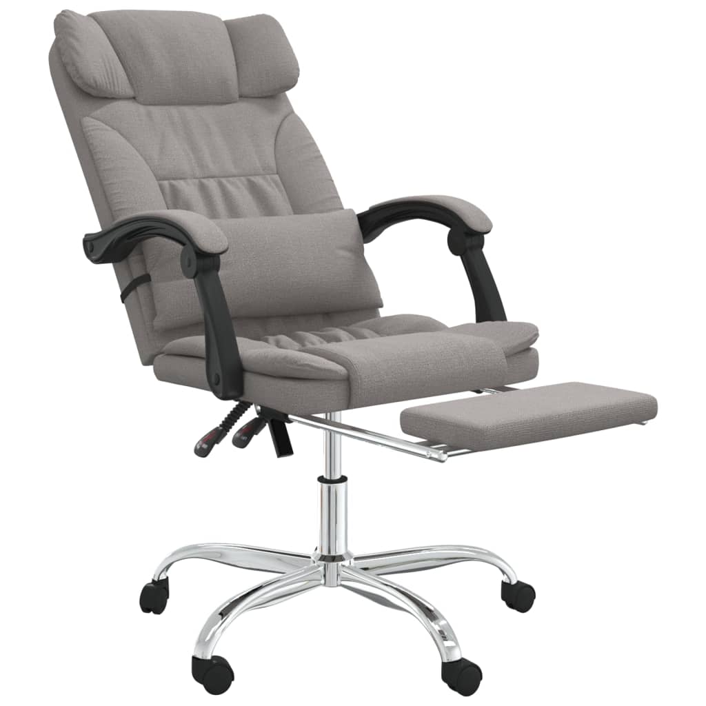 vidaXL Silla de oficina reclinable con masaje tela gris taupé