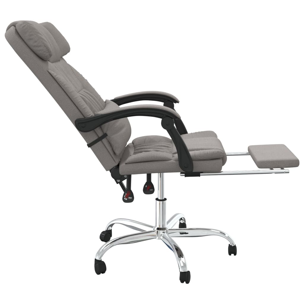 vidaXL Silla de oficina reclinable con masaje tela gris taupé