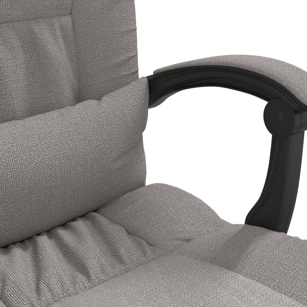 vidaXL Silla de oficina reclinable con masaje tela gris taupé