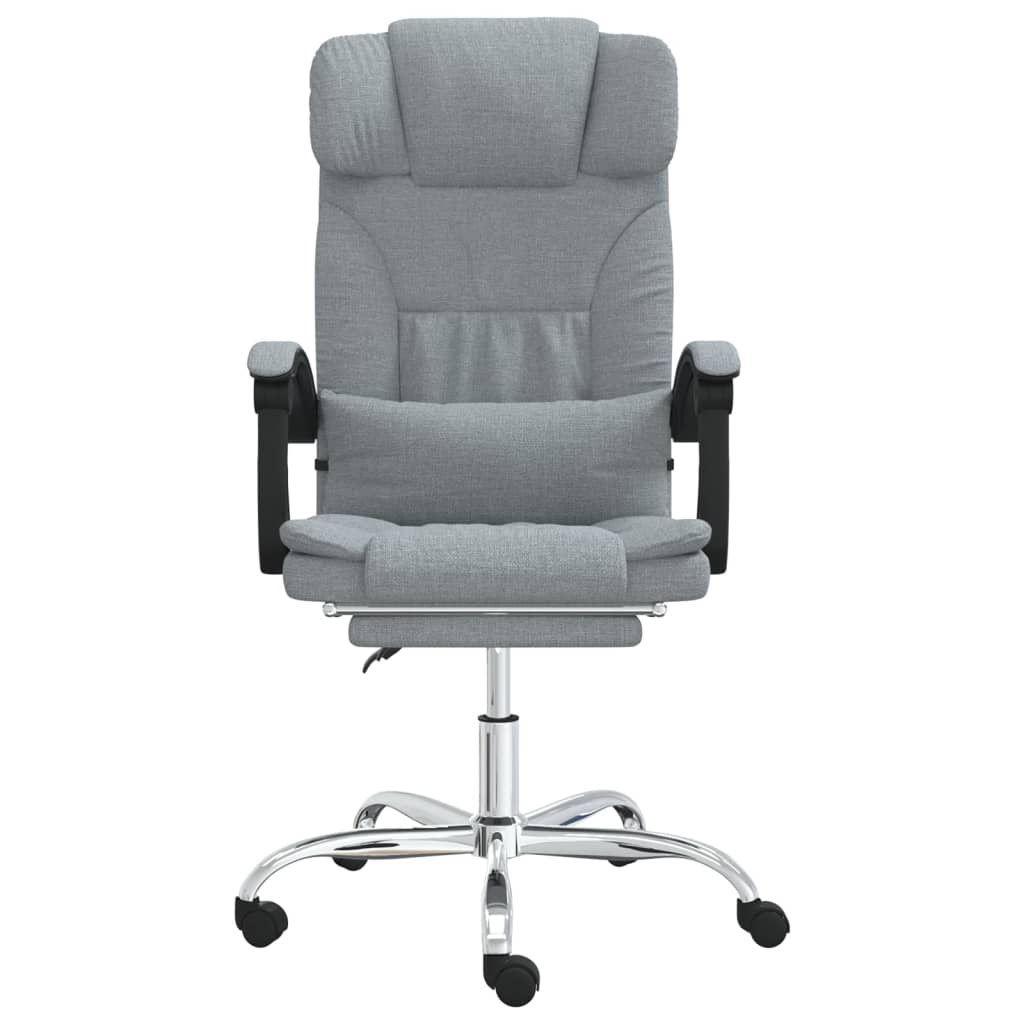 vidaXL Silla de oficina reclinable con masaje de tela gris claro