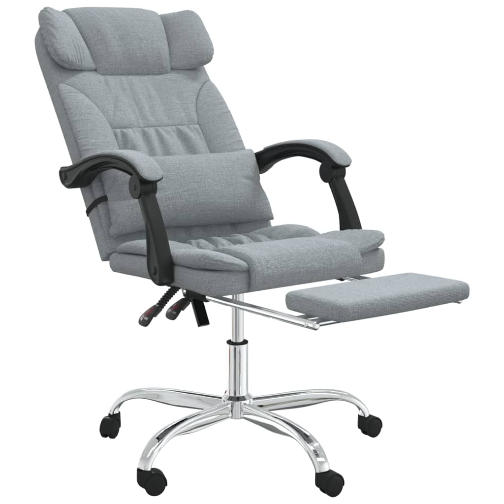 vidaXL Silla de oficina reclinable con masaje de tela gris claro