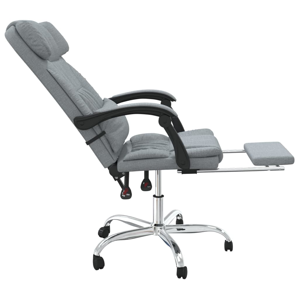 vidaXL Silla de oficina reclinable con masaje de tela gris claro