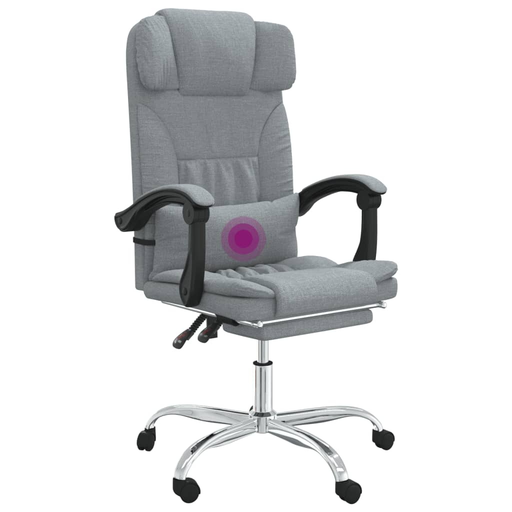 vidaXL Silla de oficina reclinable con masaje de tela gris claro