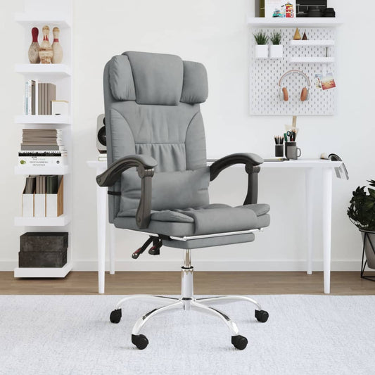 vidaXL Silla de oficina reclinable con masaje de tela gris claro