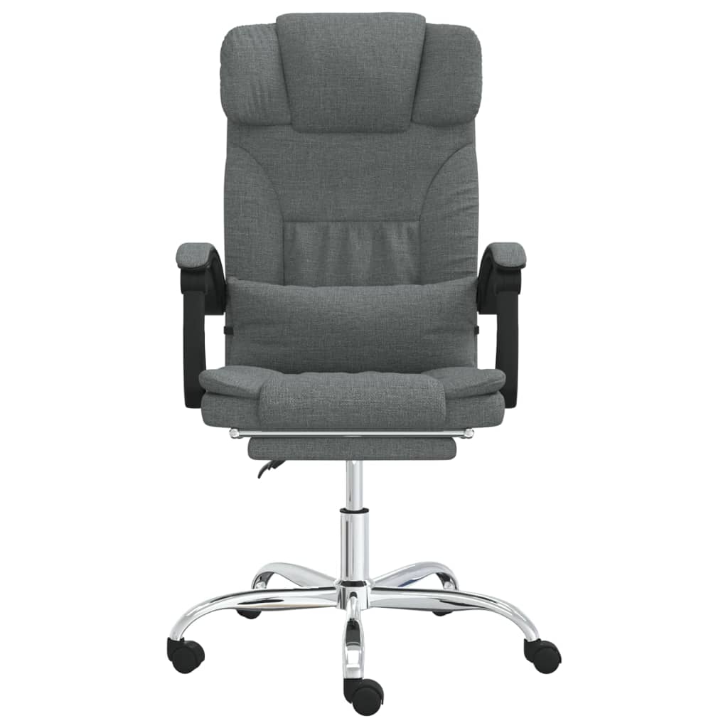 vidaXL Silla de oficina reclinable con masaje de tela gris oscuro