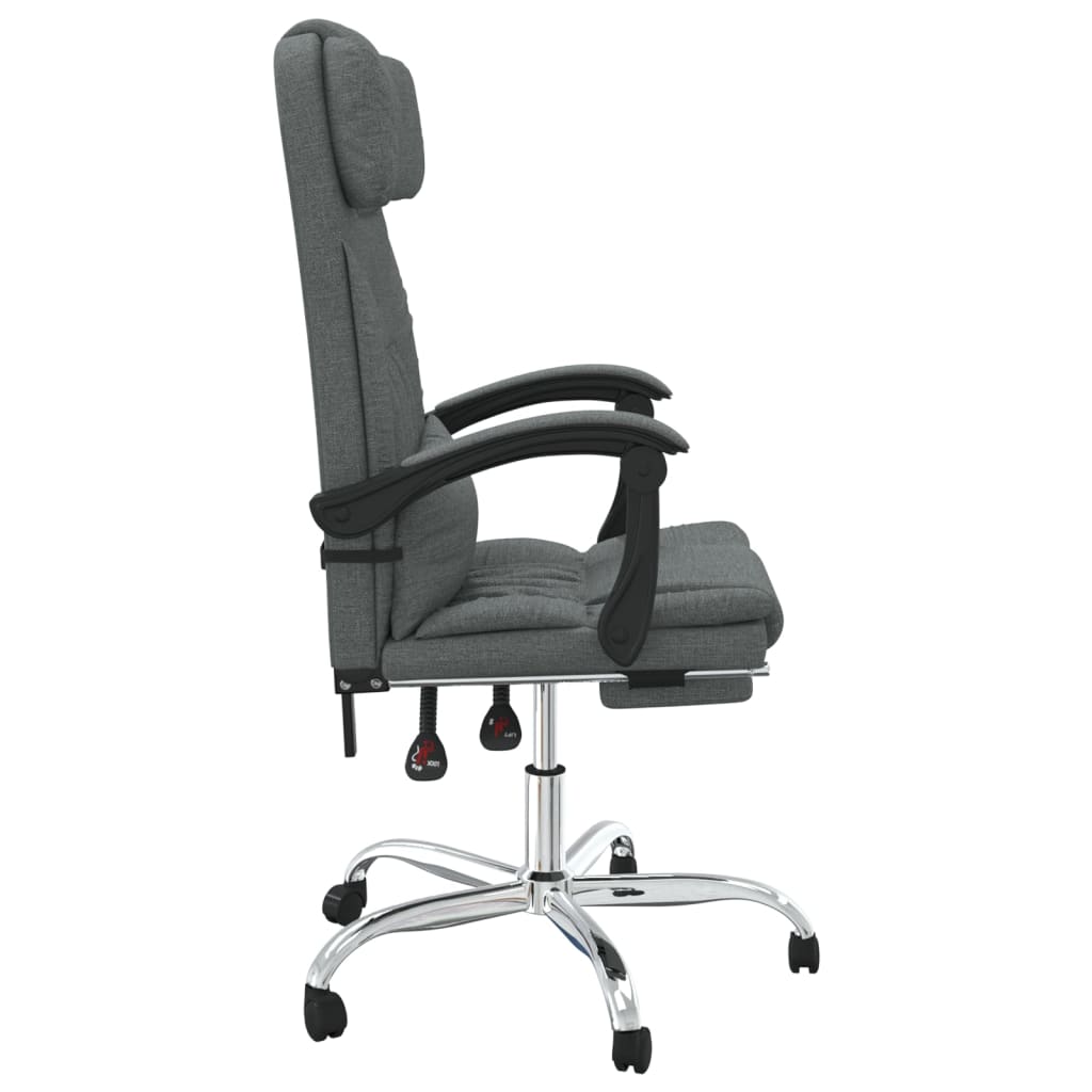 vidaXL Silla de oficina reclinable con masaje de tela gris oscuro