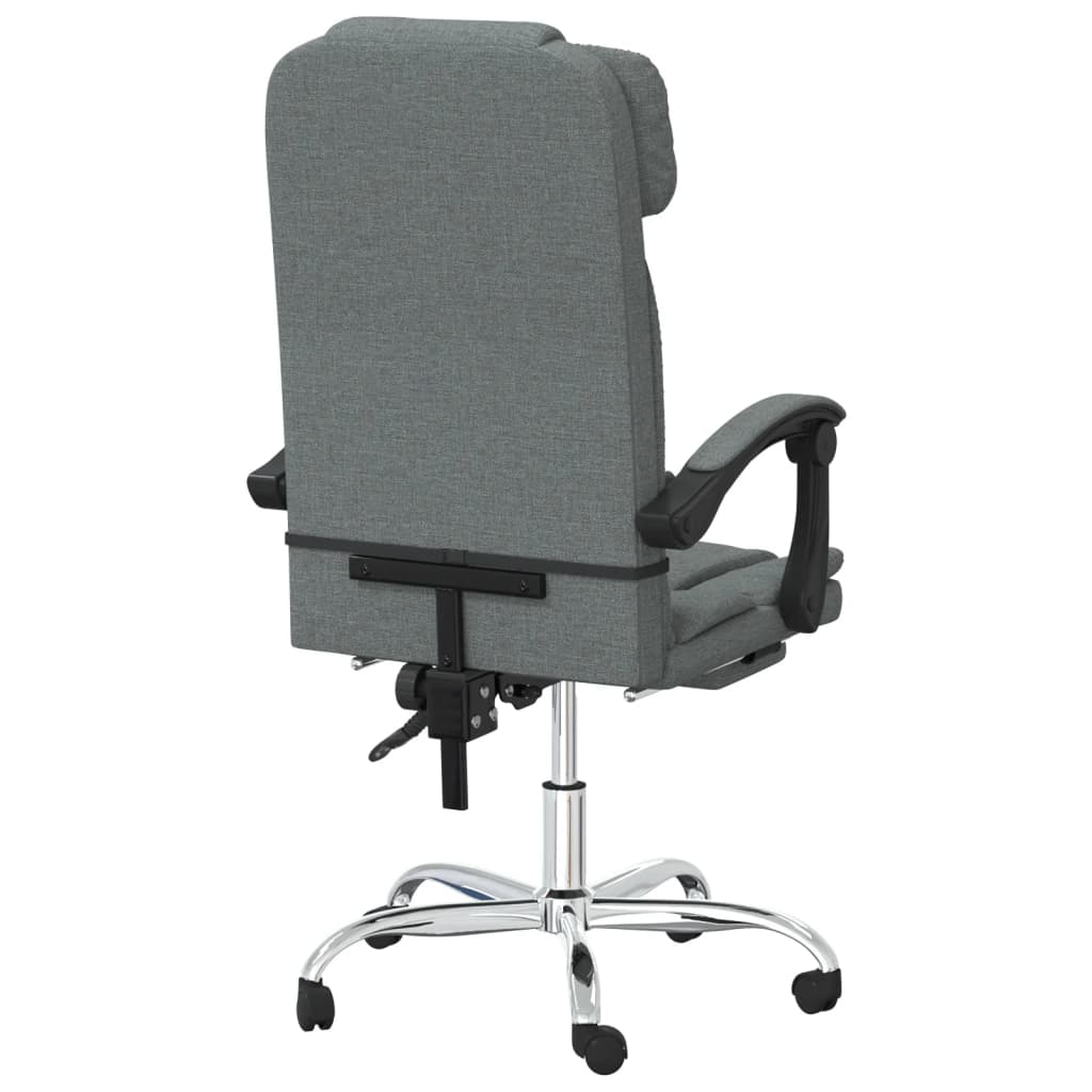 vidaXL Silla de oficina reclinable con masaje de tela gris oscuro