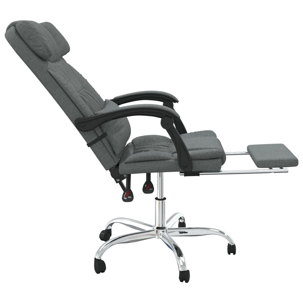 vidaXL Silla de oficina reclinable con masaje de tela gris oscuro