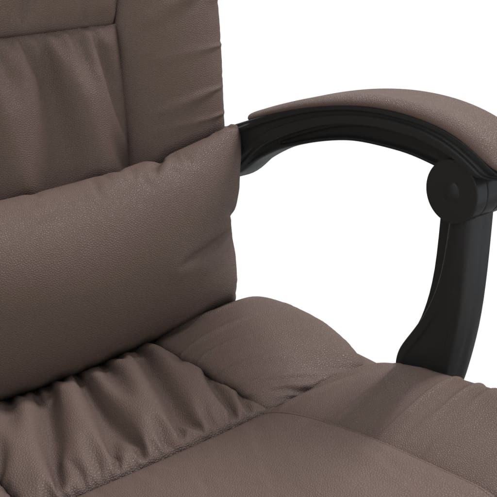 vidaXL Silla de oficina reclinable masaje cuero sintético marrón