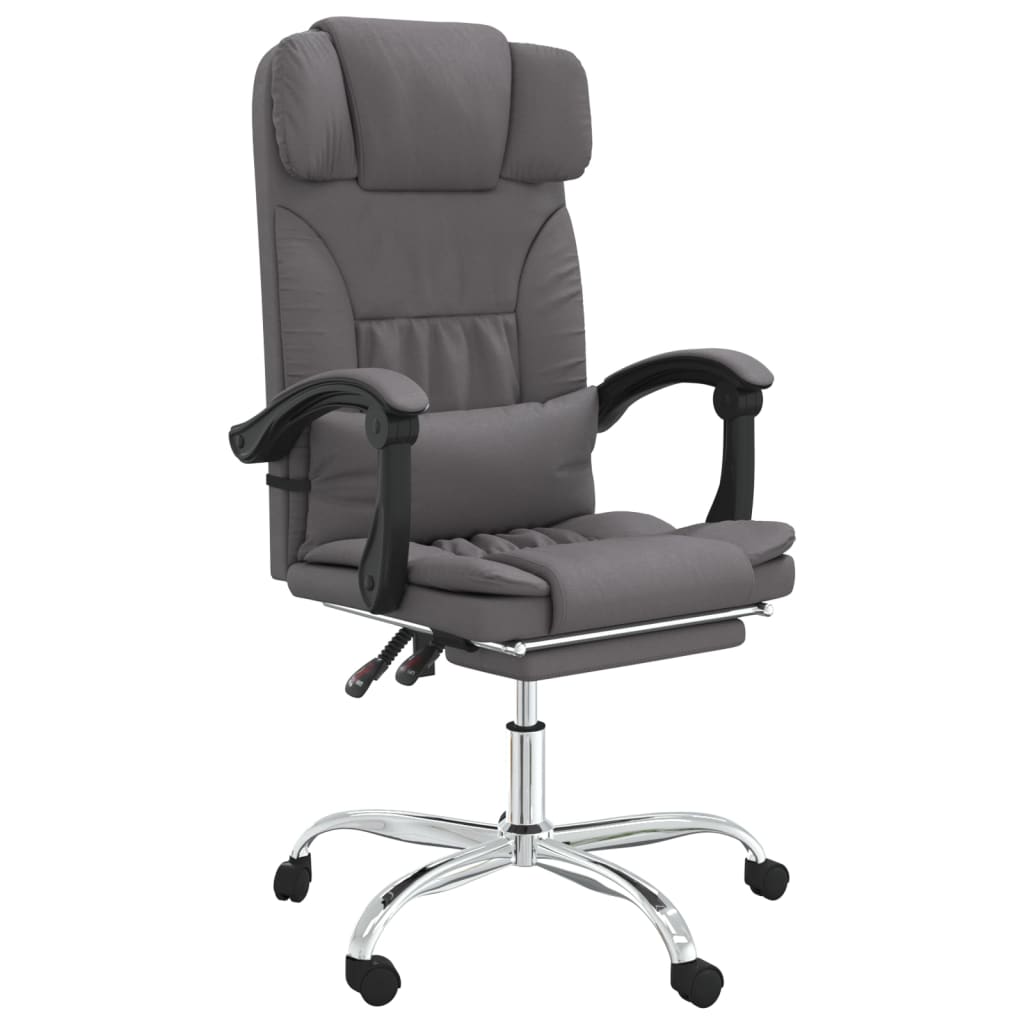 vidaXL Silla de oficina reclinable masaje cuero sintético gris