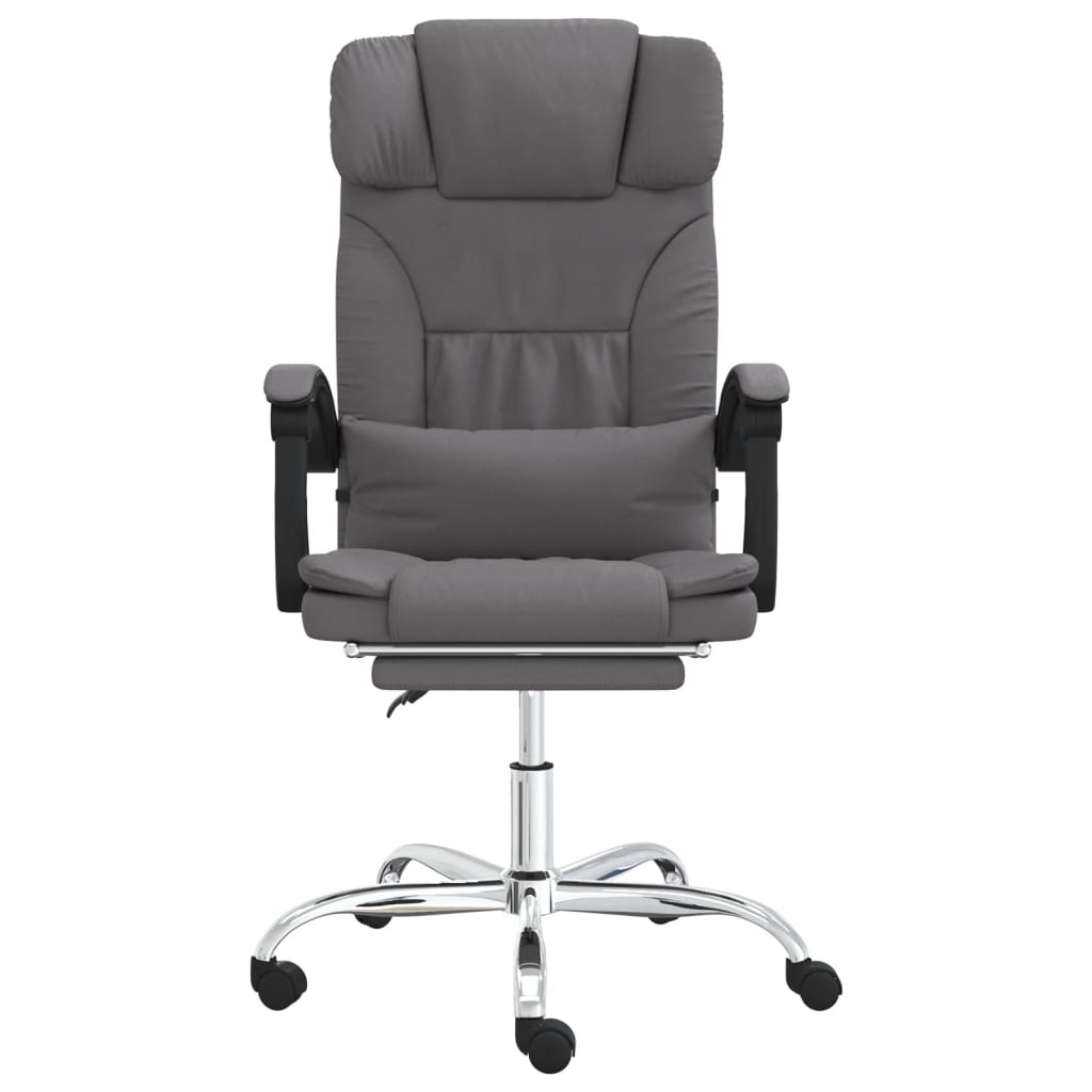 vidaXL Silla de oficina reclinable masaje cuero sintético gris