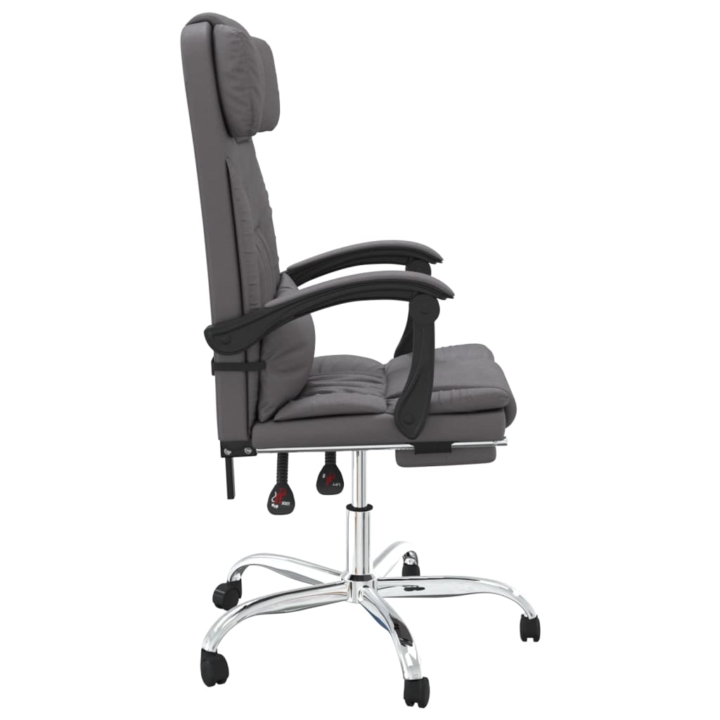 vidaXL Silla de oficina reclinable masaje cuero sintético gris