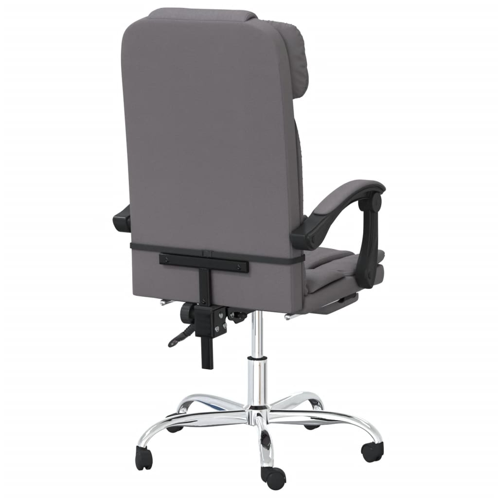 vidaXL Silla de oficina reclinable masaje cuero sintético gris