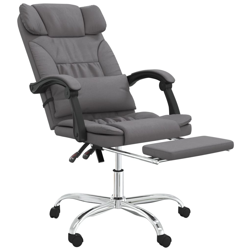 vidaXL Silla de oficina reclinable masaje cuero sintético gris