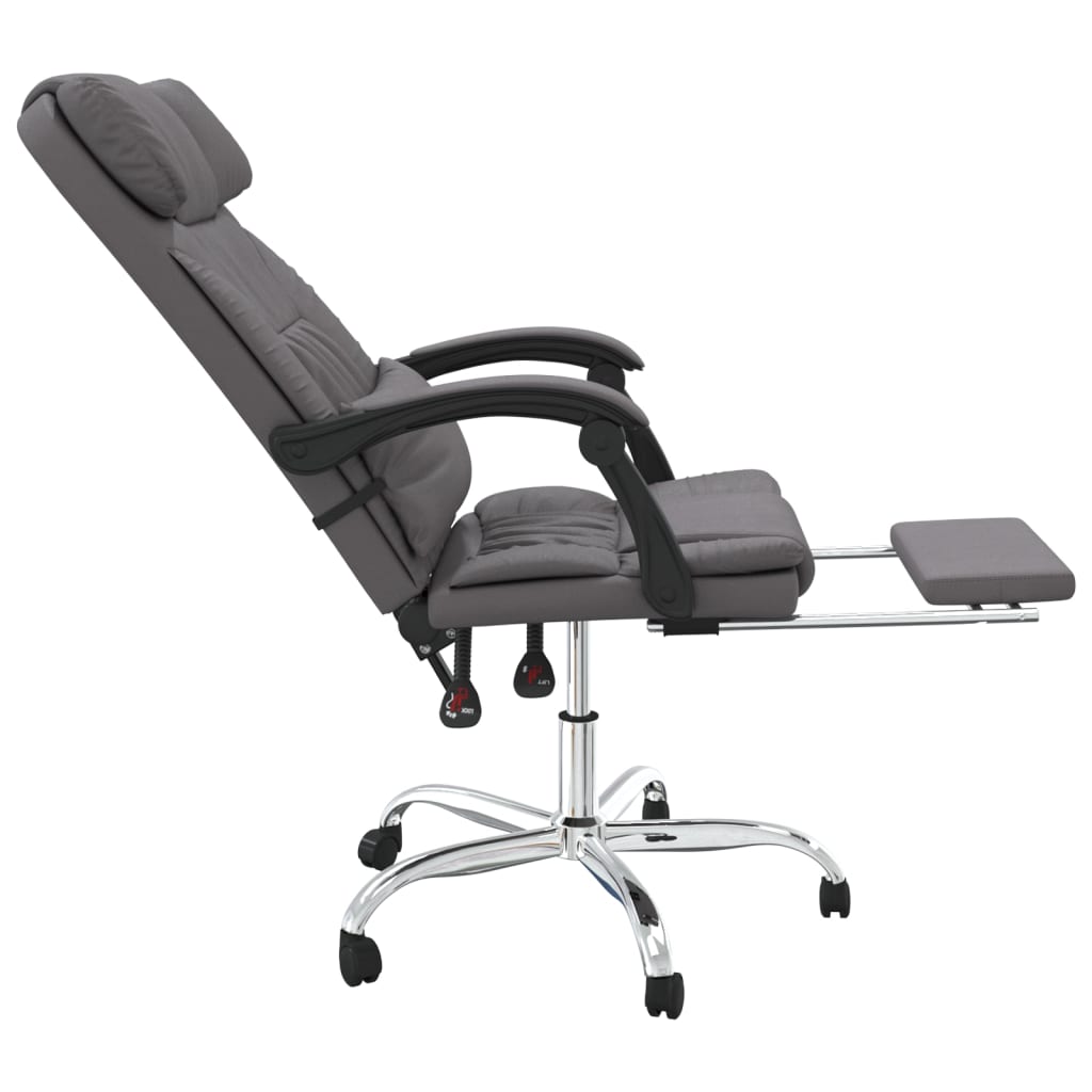 vidaXL Silla de oficina reclinable masaje cuero sintético gris