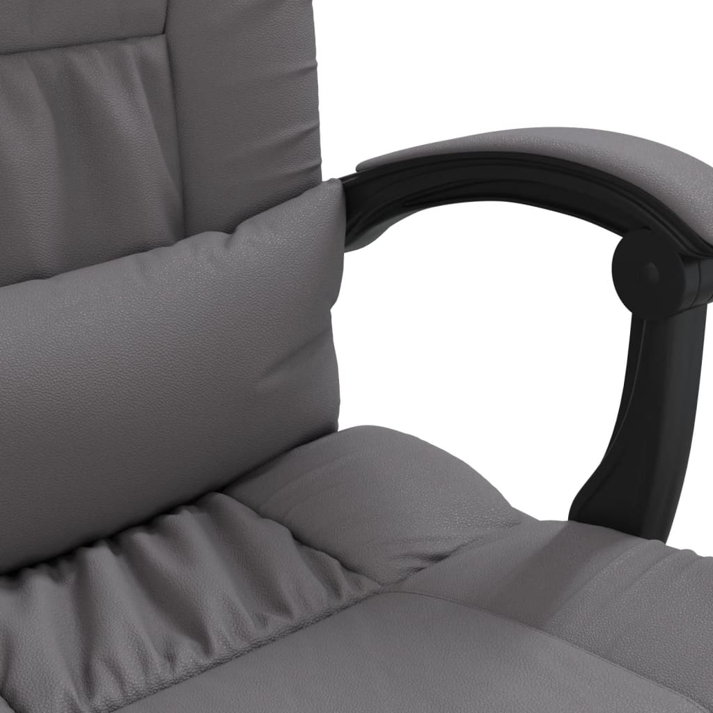 vidaXL Silla de oficina reclinable masaje cuero sintético gris