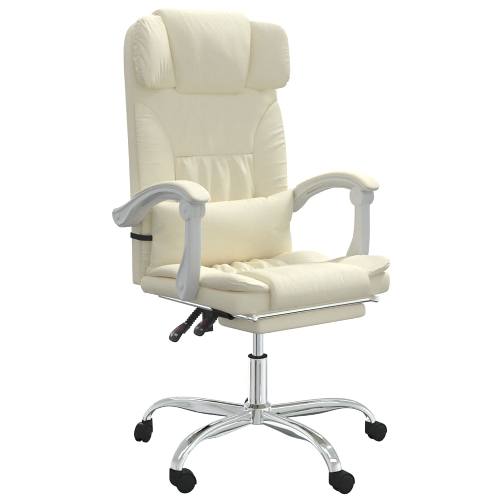 vidaXL Silla de oficina reclinable masaje cuero sintético color crema