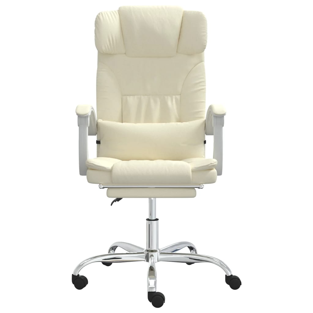 vidaXL Silla de oficina reclinable masaje cuero sintético color crema