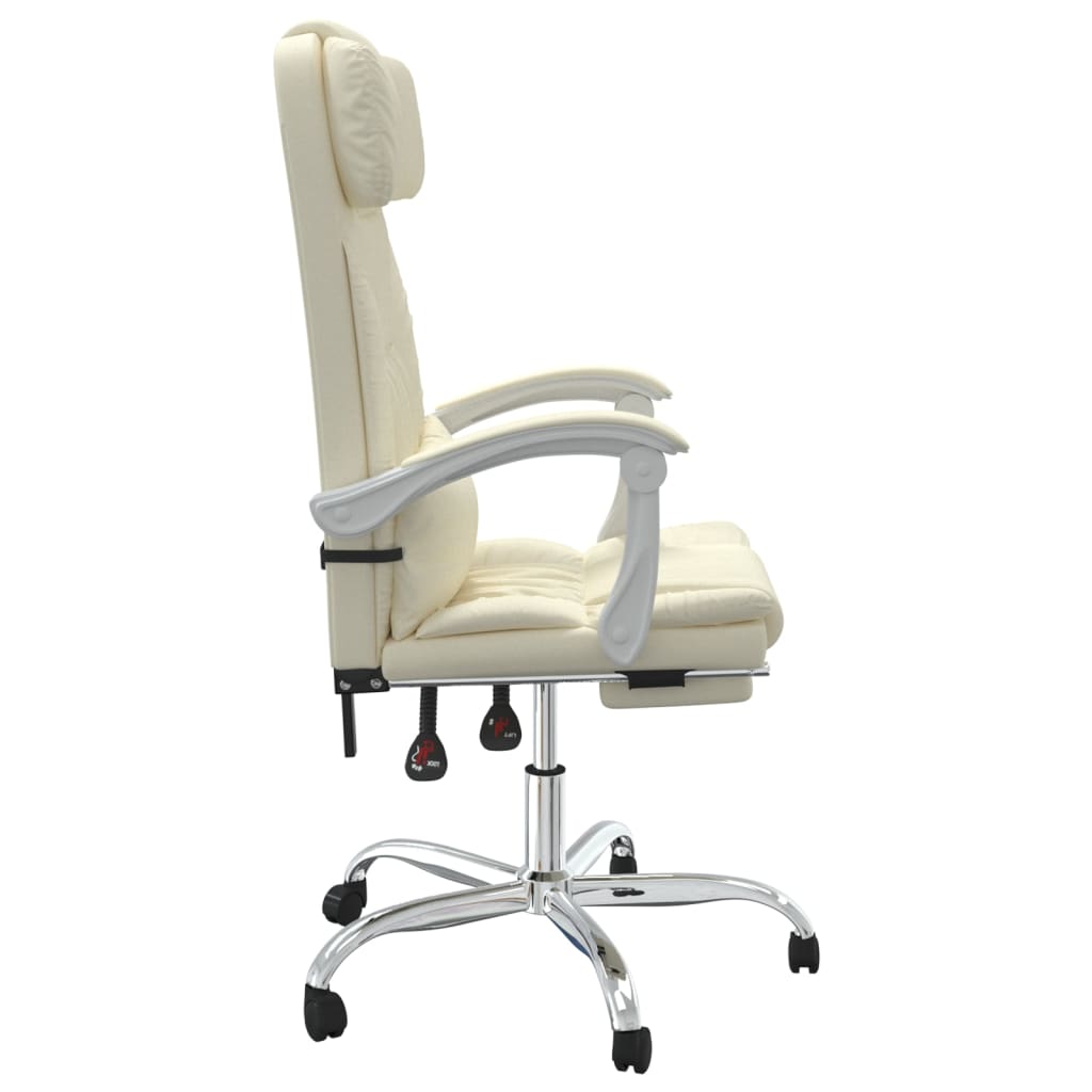 vidaXL Silla de oficina reclinable masaje cuero sintético color crema