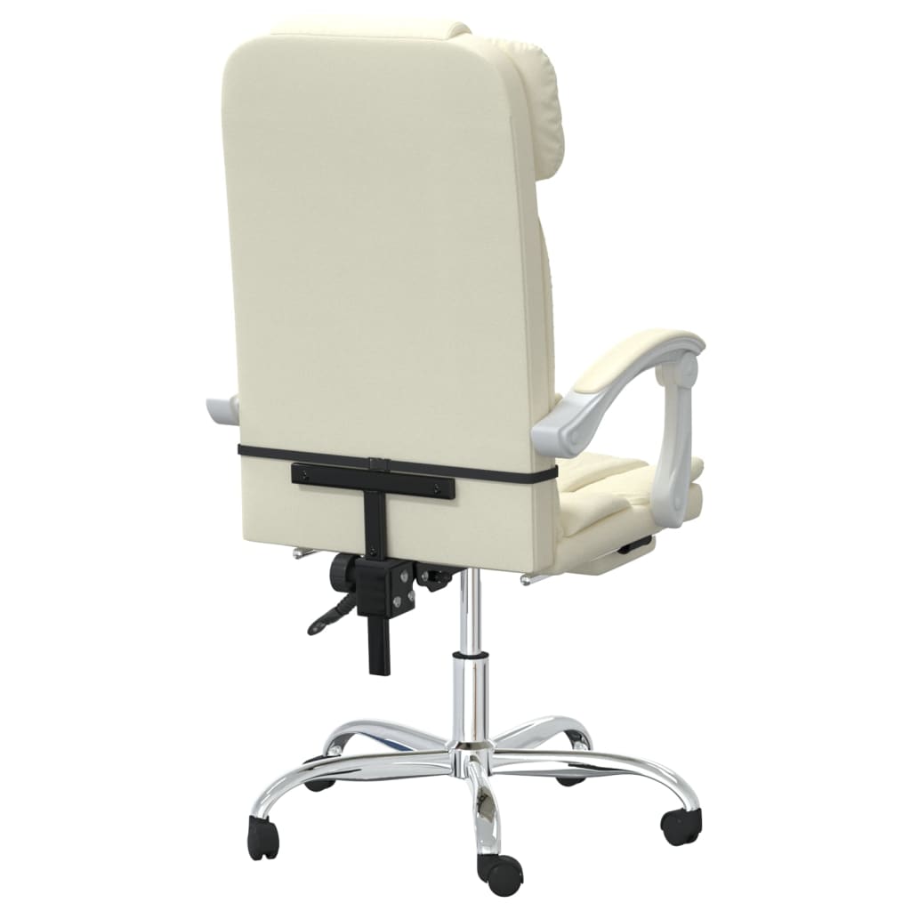 vidaXL Silla de oficina reclinable masaje cuero sintético color crema