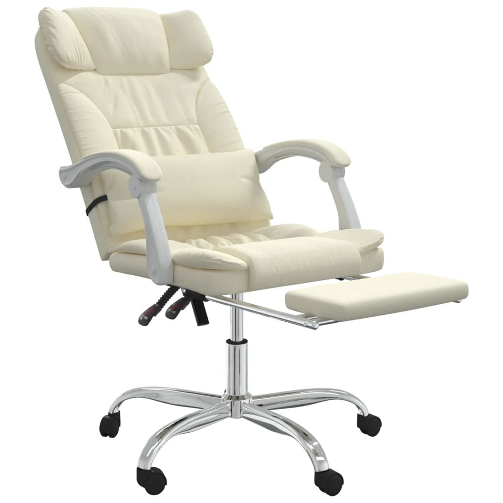 vidaXL Silla de oficina reclinable masaje cuero sintético color crema