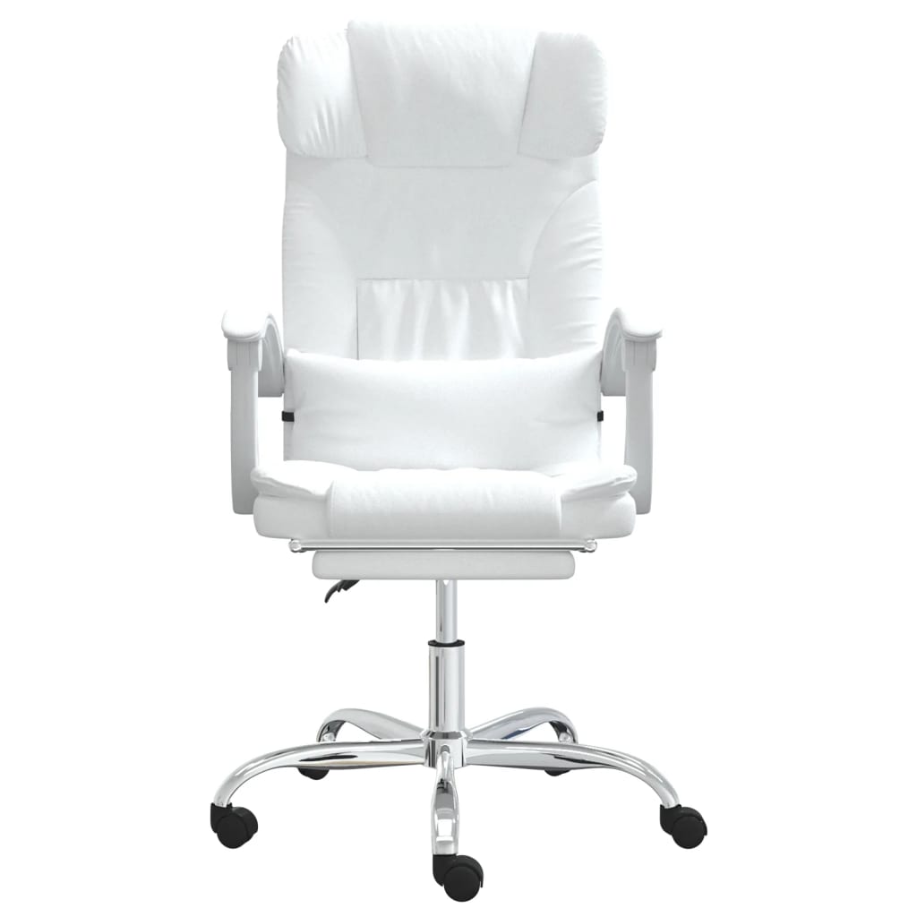 vidaXL Silla de oficina reclinable masaje cuero sintético blanco