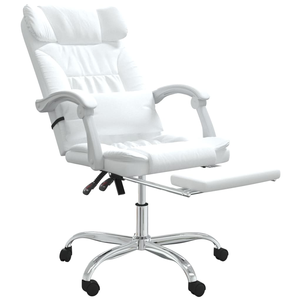 vidaXL Silla de oficina reclinable masaje cuero sintético blanco