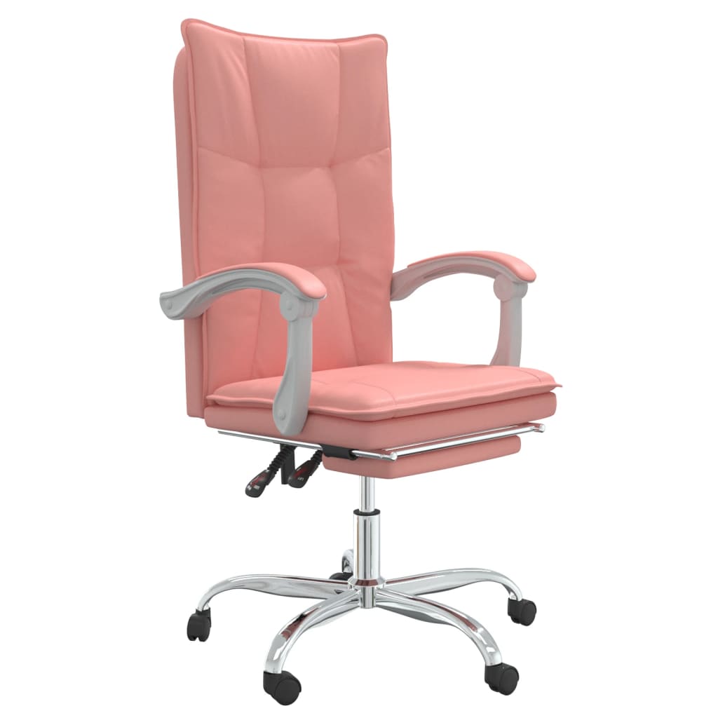 vidaXL Silla de oficina reclinable cuero sintético rosa