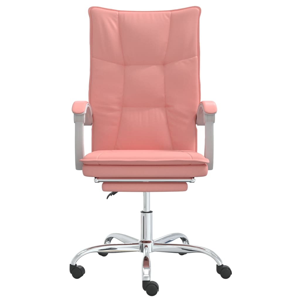 vidaXL Silla de oficina reclinable cuero sintético rosa