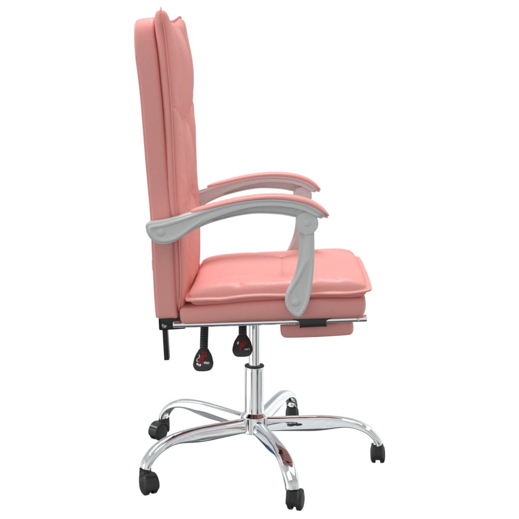 vidaXL Silla de oficina reclinable cuero sintético rosa