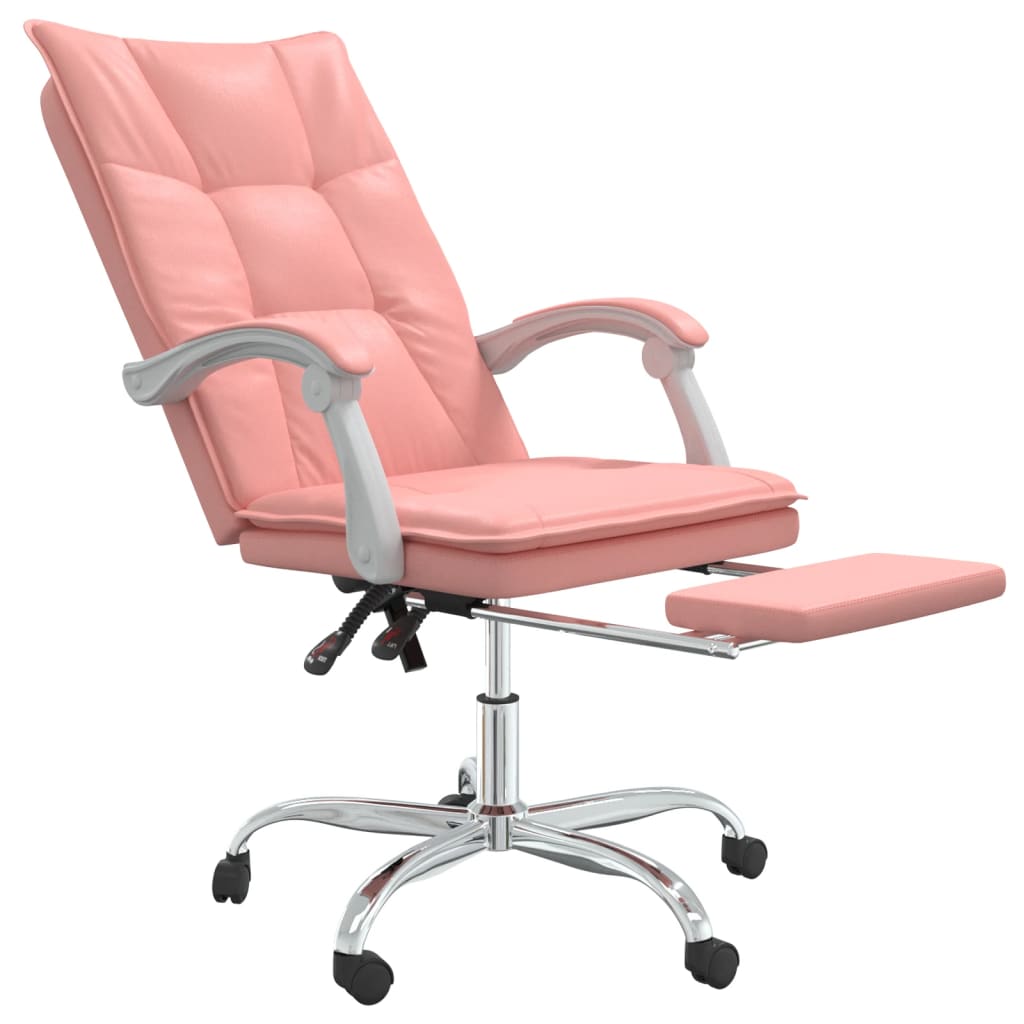 vidaXL Silla de oficina reclinable cuero sintético rosa