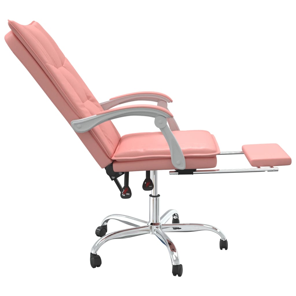 vidaXL Silla de oficina reclinable cuero sintético rosa