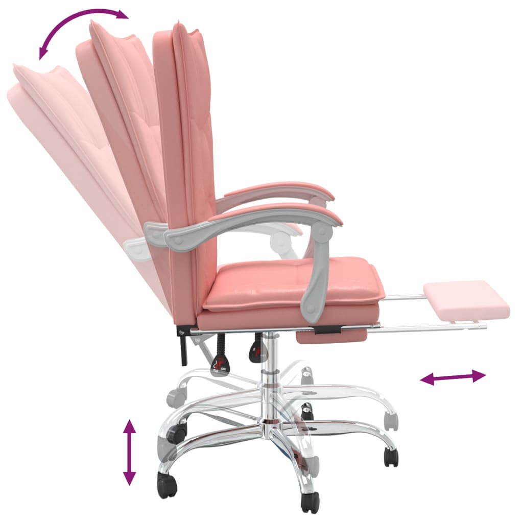 vidaXL Silla de oficina reclinable cuero sintético rosa