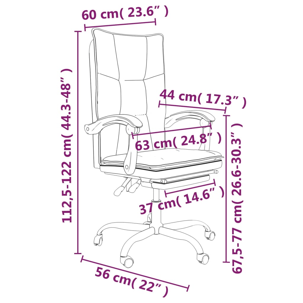 vidaXL Silla de oficina reclinable cuero sintético rosa