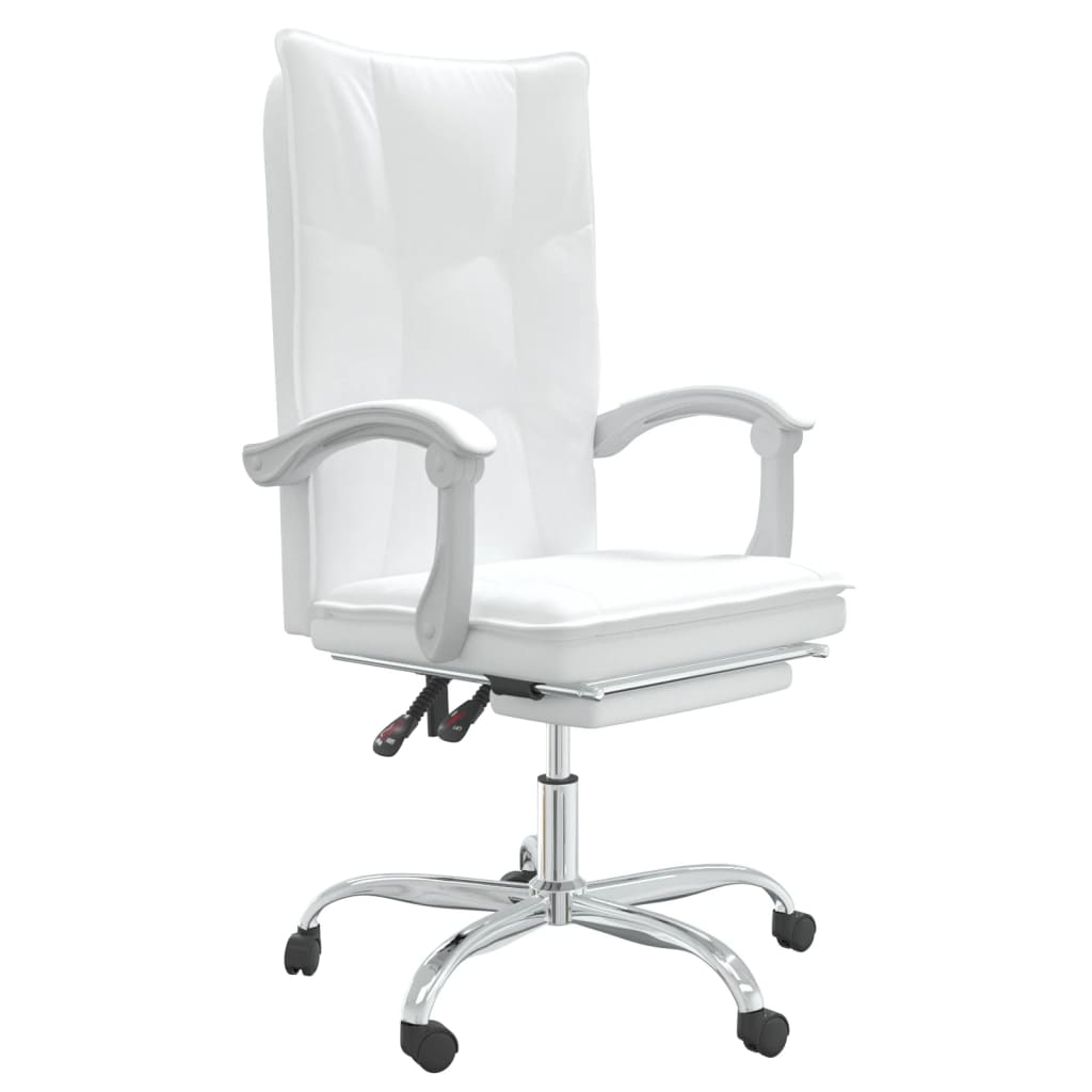 vidaXL Silla de oficina reclinable cuero sintético blanco