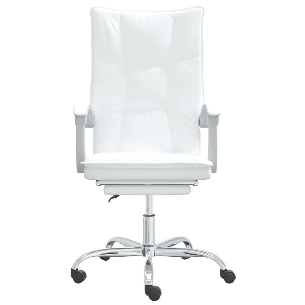 vidaXL Silla de oficina reclinable cuero sintético blanco