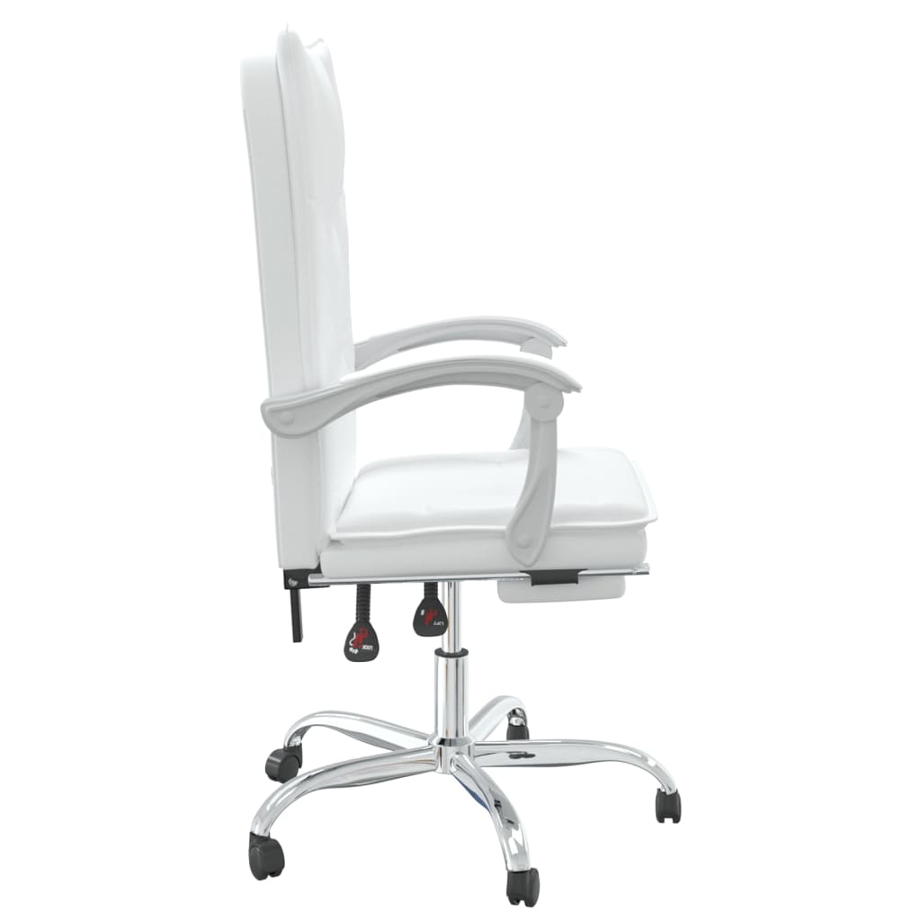 vidaXL Silla de oficina reclinable cuero sintético blanco