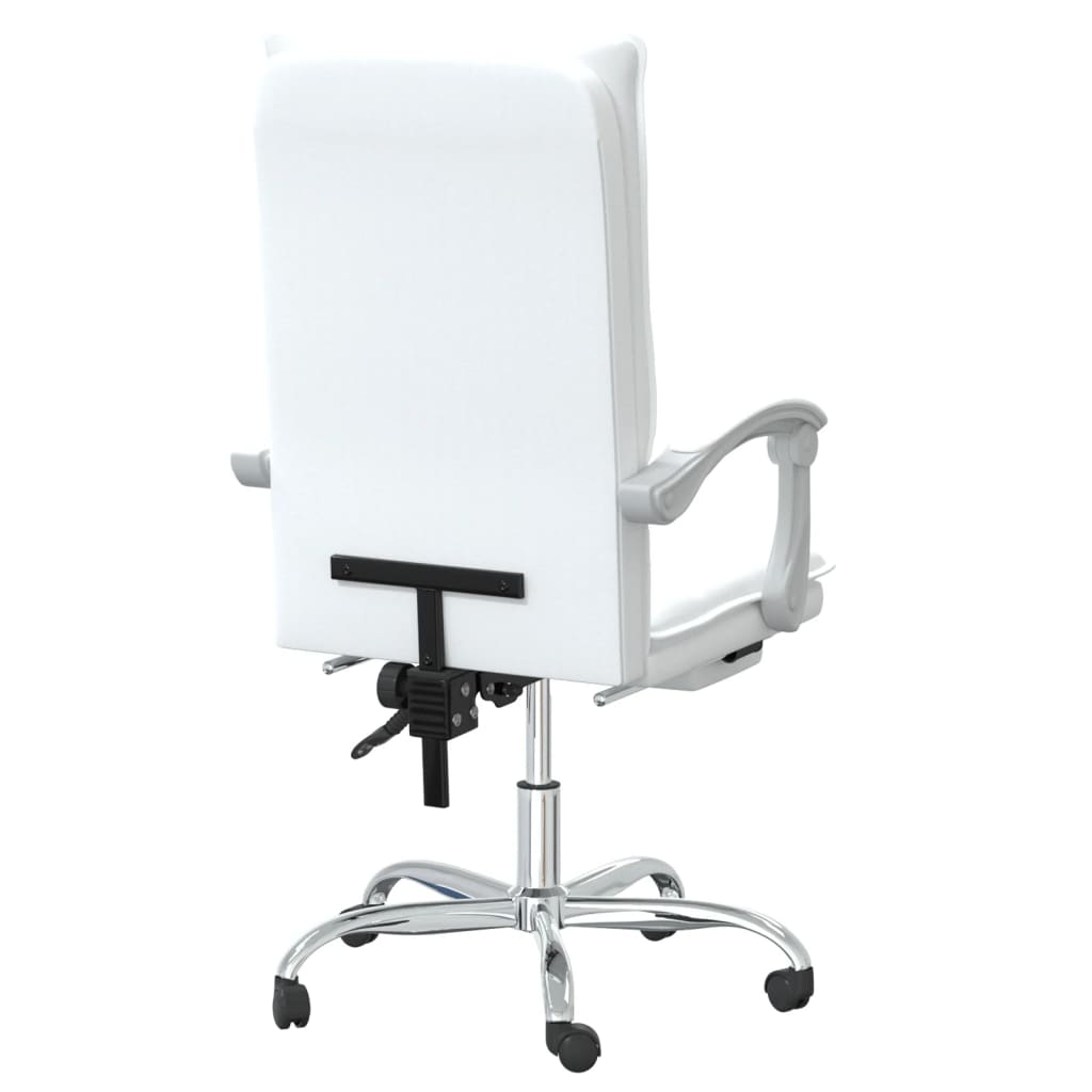 vidaXL Silla de oficina reclinable cuero sintético blanco