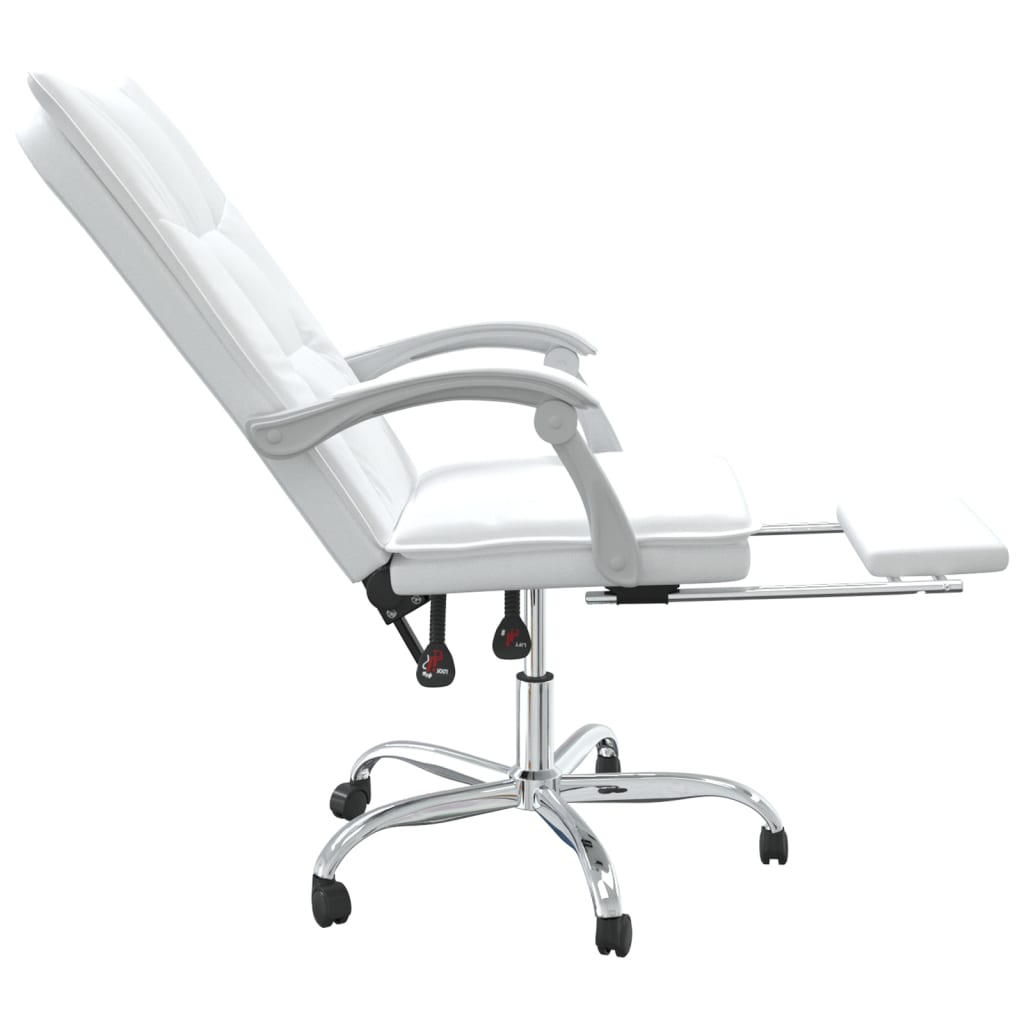 vidaXL Silla de oficina reclinable cuero sintético blanco