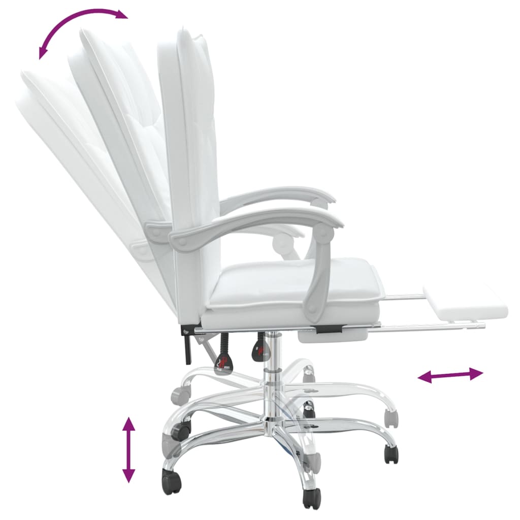 vidaXL Silla de oficina reclinable cuero sintético blanco